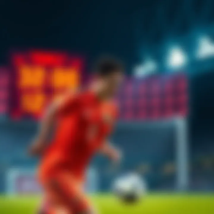A player in a jersey actively participating in a soccer match with a timer showing a busy schedule in the background