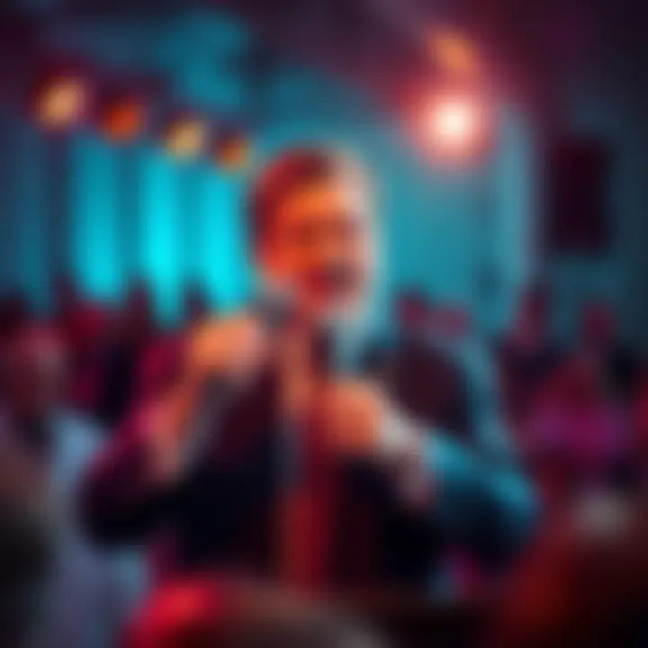 A politician speaking into a microphone at a public event, engaging with the audience.