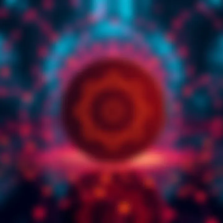 A visual representation of the Polkadot logo with a digital background illustrating its market potential and technology