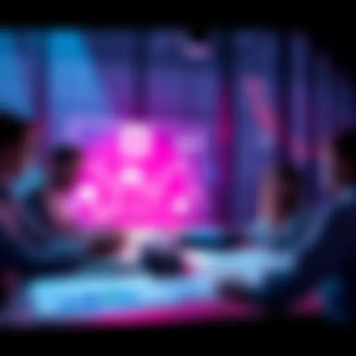 A group of people discussing the future of Polkadot with charts and graphs on the table