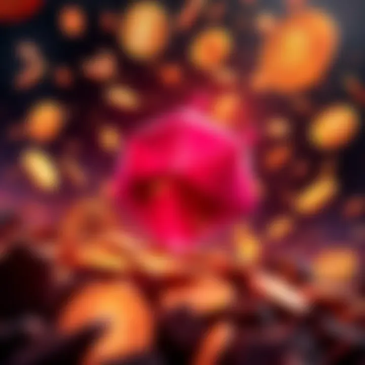 Illustration of Polygon logo standing firm amidst falling Bitcoin coins