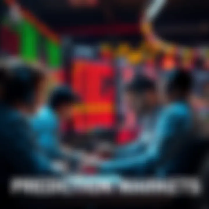 A group of people analyzing data on prediction markets, focusing on potential outcomes from various events.