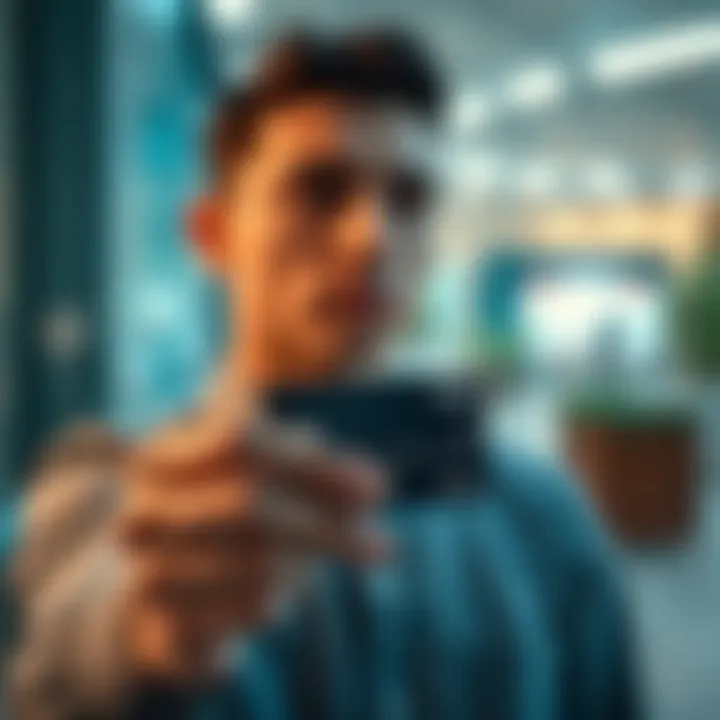 A person holding a premium card with a standard card in hand, looking thoughtful about account options.