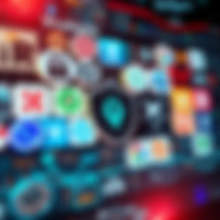 A collage of different privacy tools like Railgun, showcasing their logos and symbols on a digital background.