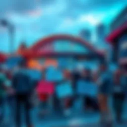 People in Sydney gather to promote XRP, holding signs and discussing the digital currency in a vibrant community setting.