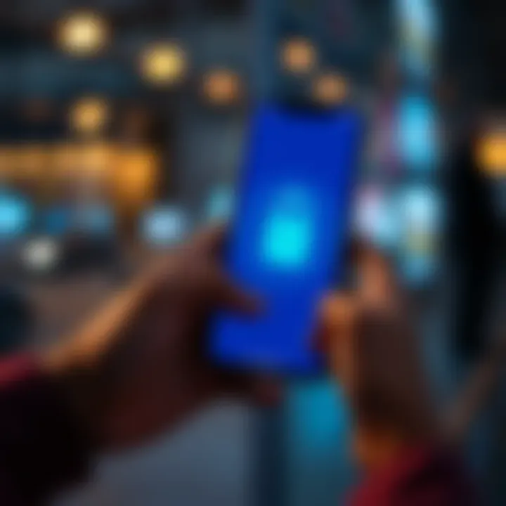 A person holding a smartphone displaying the Revolut app with a lock icon symbolizing security