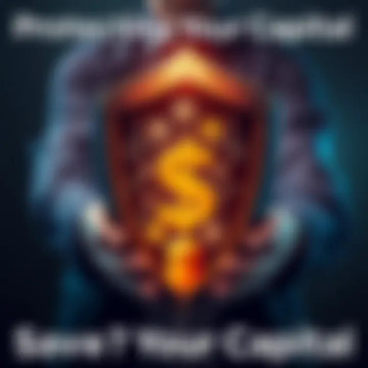 A person holding a shield with money symbols, symbolizing the protection of financial assets.