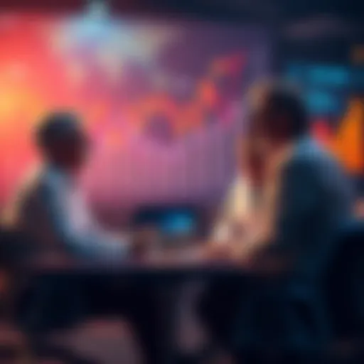 Experts discussing the future of a pump surge with charts and graphs in the background