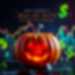 A Halloween pumpkin surrounded by financial graphs and dollar signs, symbolizing market trends and investor sentiment.