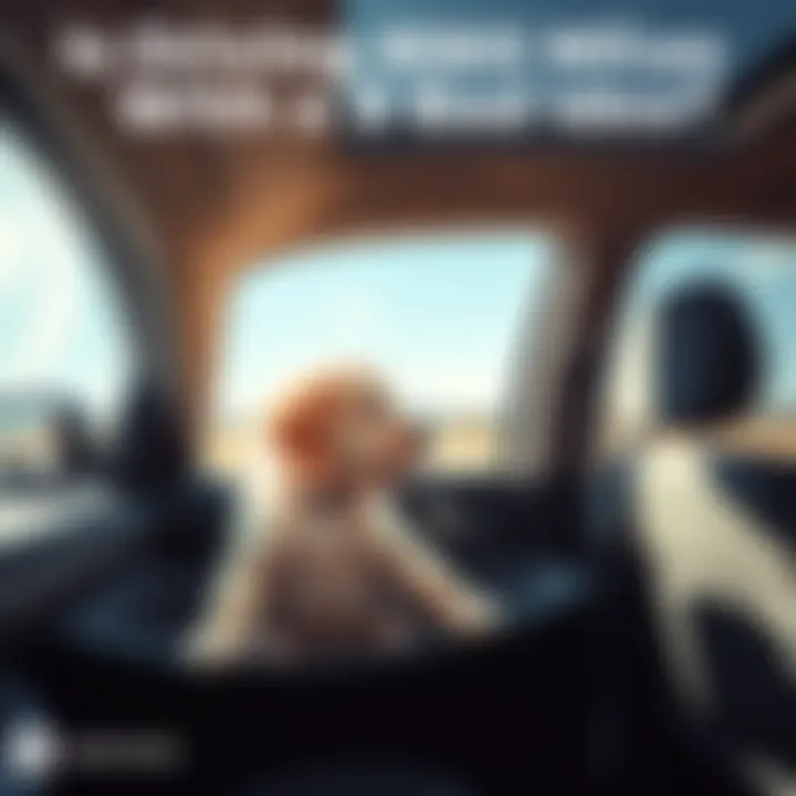 A young puppy sitting in the passenger seat of a car, looking out the window on a long road trip