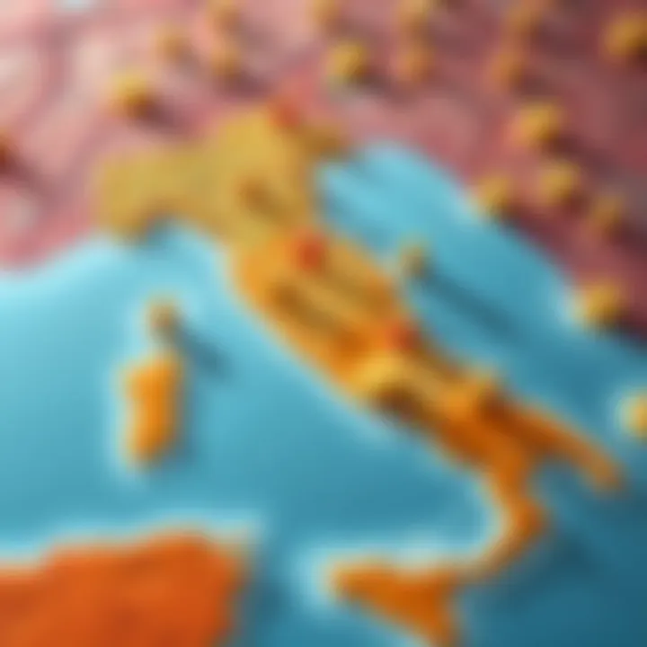 A map of Italy highlighting regions and territories available for purchase with symbols representing Atlas Bucks.