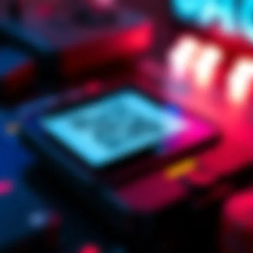 A close-up of the Q device showing its secure notes, password management, NFC, and QR code scanning functions on the screen.
