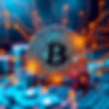 A visual representation of quantum computing intersecting with Bitcoin, showing a Bitcoin symbol surrounded by digital locks and quantum circuits.