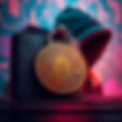 A digital representation of a locked Bitcoin wallet with a shadowy figure in the background, symbolizing quantum hacking and Satoshi Nakamoto's potential return.