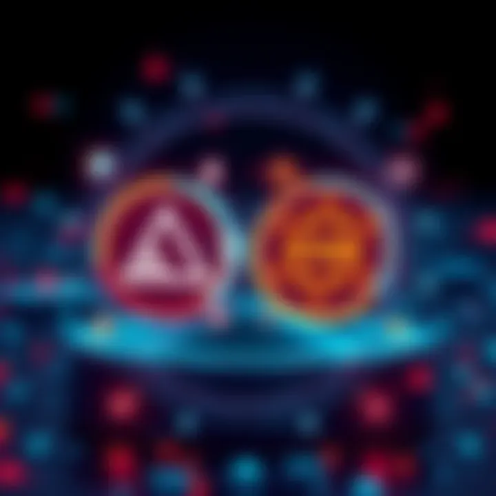 Illustration of Algorand and CKB/Nervos Network logos surrounded by quantum technology symbols