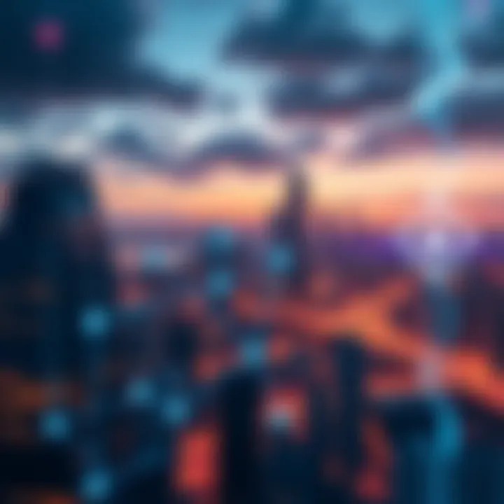 A futuristic city skyline with advanced technology and a digital network overlay, symbolizing preparation for quantum advancements.
