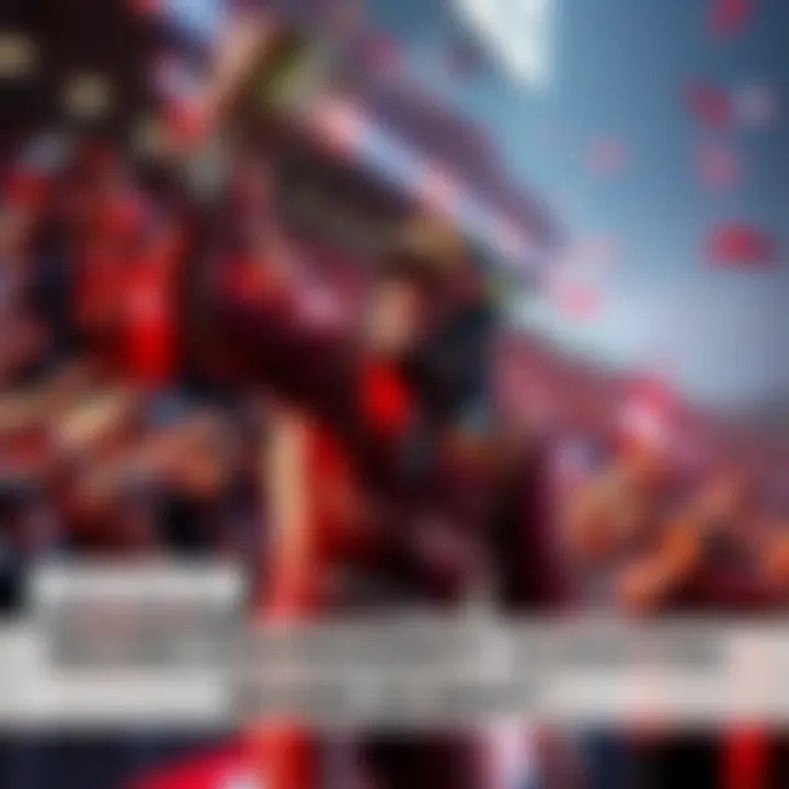 A racer celebrating a win with a trophy in hand amidst a crowd of cheering fans.