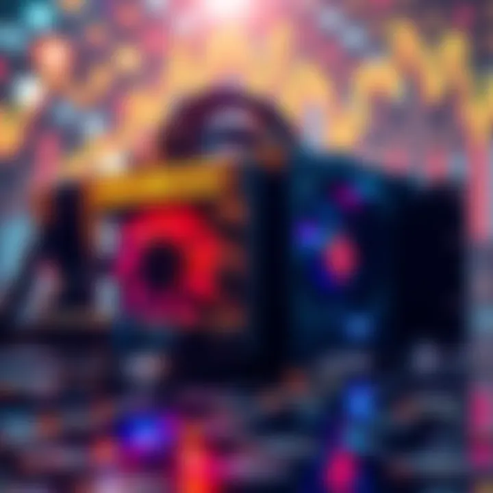 A RAK V2 miner device powered on with a background of digital currency graphics