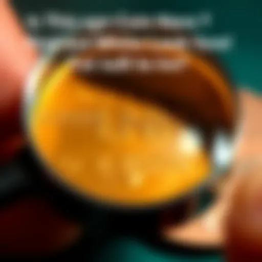 A close-up of a rare coin being examined with a magnifying glass, showcasing unique features that indicate its rarity.