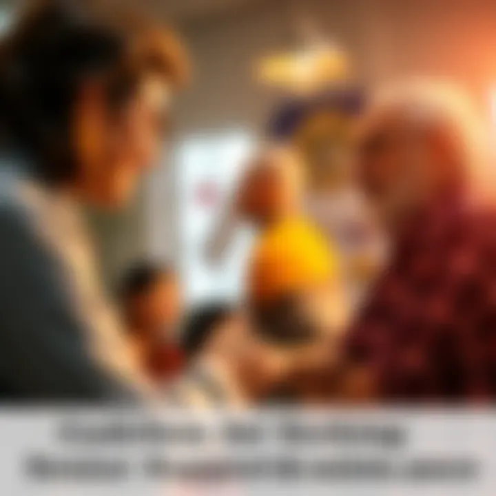 A person talking to a senior member in a community setting, exchanging ideas and seeking guidance.