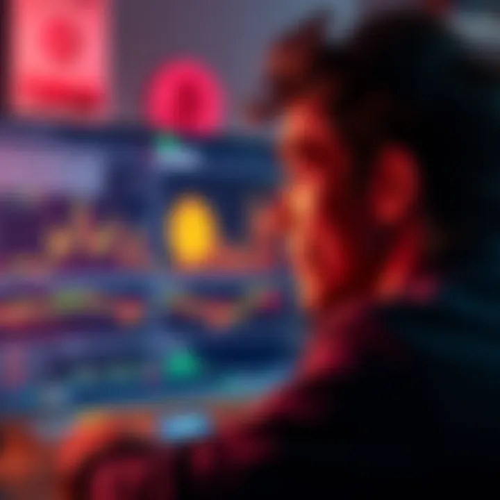 A person looking at a computer screen with Bitcoin charts and a thoughtful expression, reflecting on missed investment opportunities from their youth.