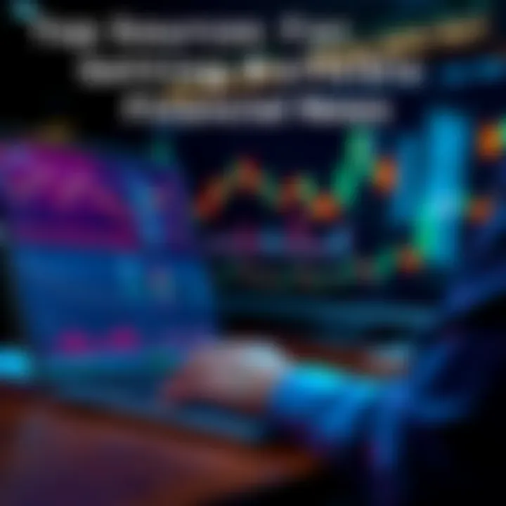 A person reading financial news on a laptop with charts and graphs displayed on the screen