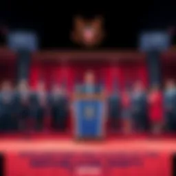 Key Republican leaders gather at a podium discussing strategies for the 2026 election