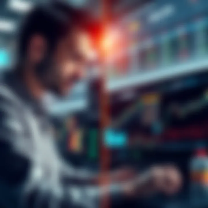 A split image showing a retail investor looking at charts on one side and an institution's secure trading platform on the other side.