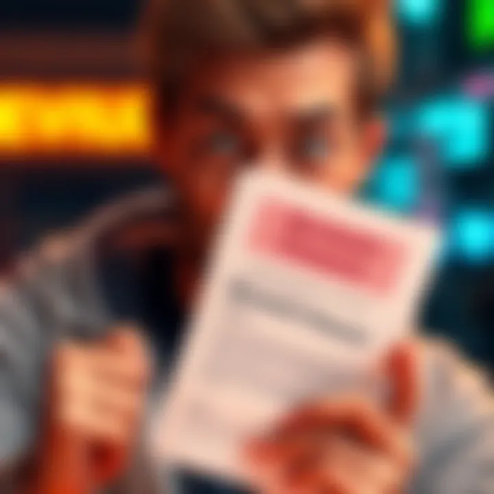 A user holding a notice from Revolut about account closure with a shocked expression