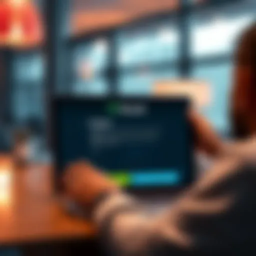 A frustrated person looking at a laptop screen showing a Revolut account error message