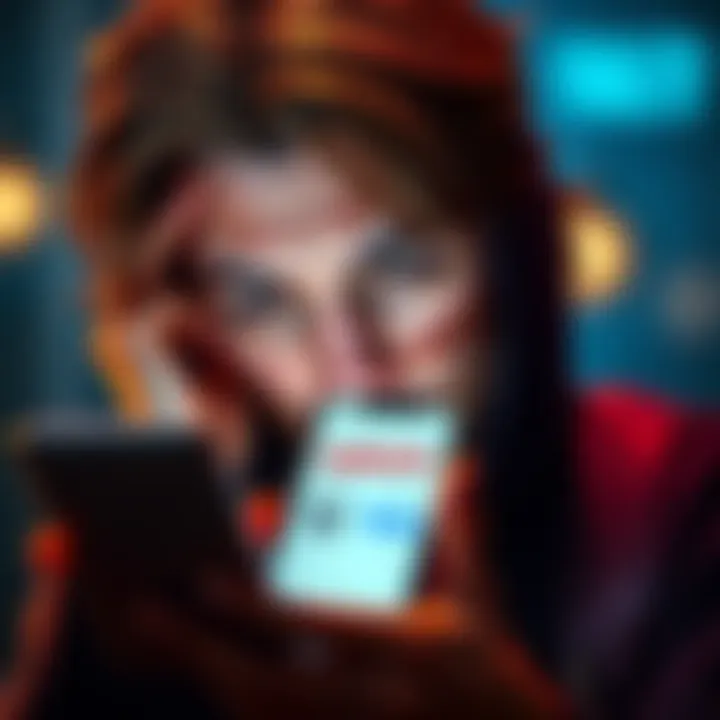 A person looks frustrated while staring at their phone, showing a canceled transaction on a financial app
