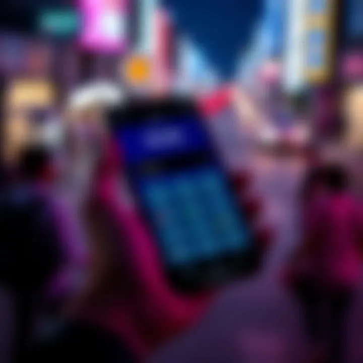 A hand holding a smartphone displaying the Revolut app interface with currency selection options