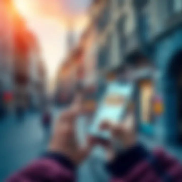 Person using the Revolut app to manage currency exchange while traveling in Belgium and Spain.