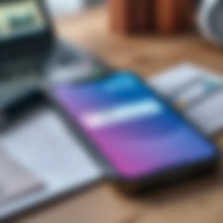 A close-up of a smartphone displaying the Revolut app with an error message related to TIN verification. The background shows a desk with personal documents and a laptop.