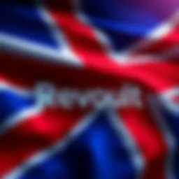 Revolut logo with a background of the UK flag, symbolizing its new banking license in the UK