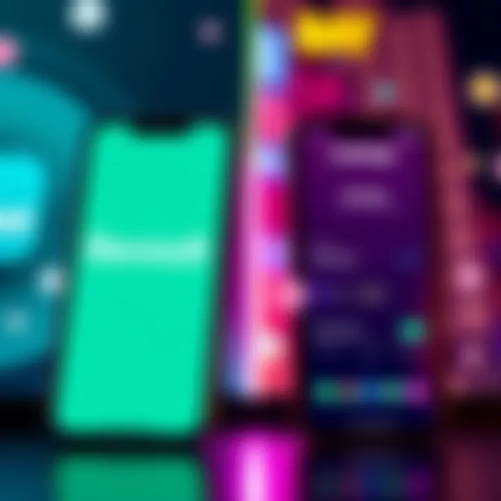 A split-screen showing the Revolut app on one side and the Cash App interface on the other, with icons symbolizing banking and transactions.