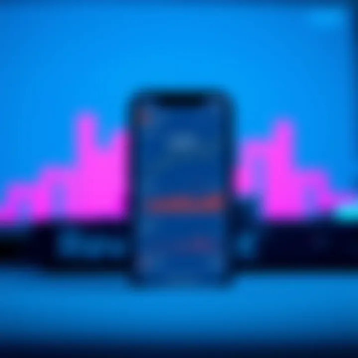 A smartphone displaying the Revolut app with graphs and financial data on screen