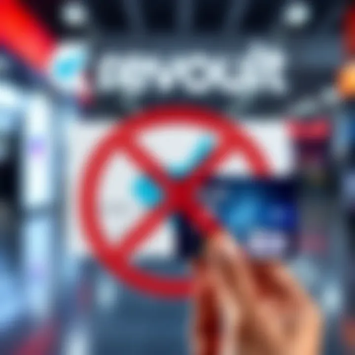 Revolut Mastercard Changes A graphic showing the Revolut logo with a crossed-out Mastercard symbol and a Visa card being highlighted, representing the discontinuation of free Mastercards at Revolut.