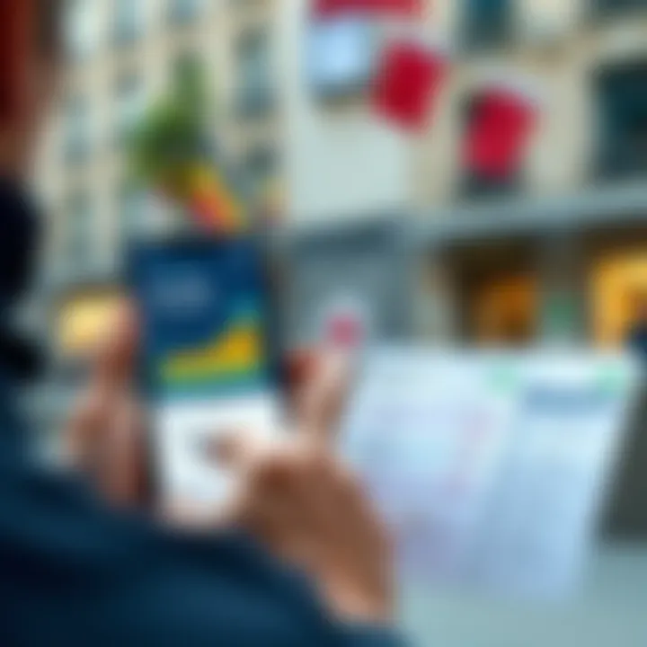 A person checking savings growth on a smartphone with Revolut Metal interface showing returns, alongside traditional bank statements in Belgium.