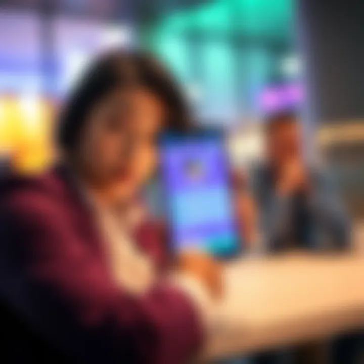 A smartphone displaying Revolut app highlights on premium perks with a concerned premium member looking on.