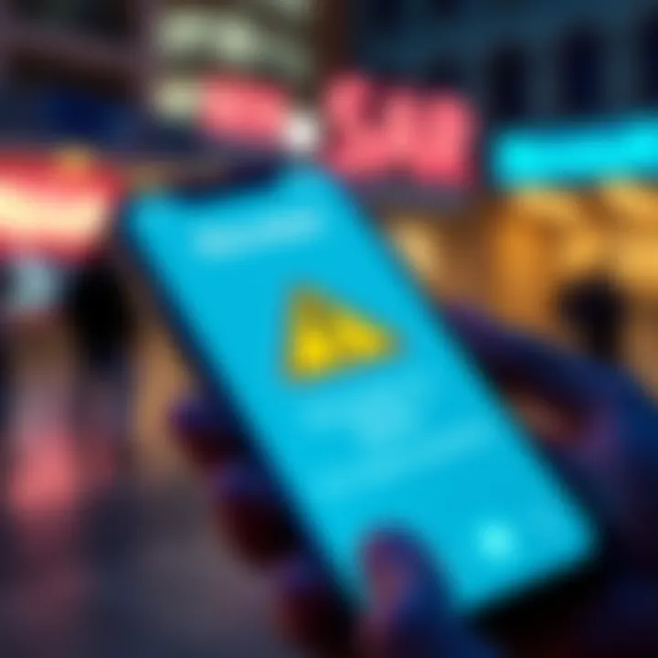 Graphic showing Revolut app on a phone with a warning symbol indicating problems with SEPA instant transfers.