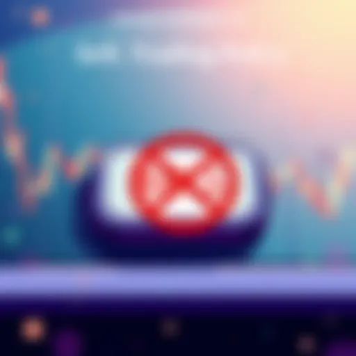 An illustration showing a stock chart declining with a prominent 'Sell' button and a crossed-out 'Buy' button, symbolizing Revolut's sell orders only policy.