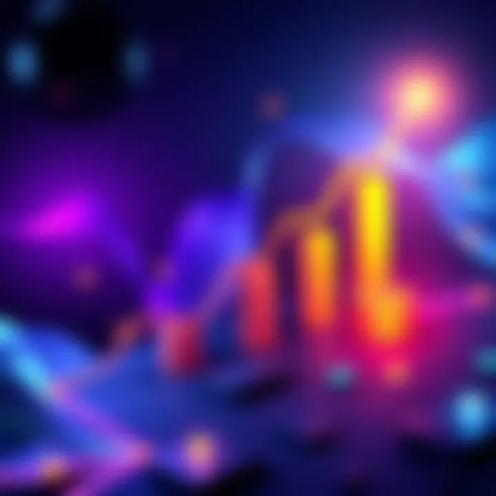 Illustration showing a graph with rising value and falling rewards, symbolizing the connection between Cro's value increase and earned rewards decrease.