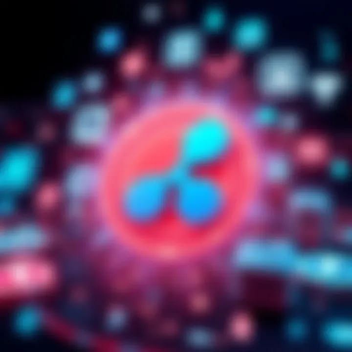 Ripple logo surrounded by icons representing fast transactions and payment systems