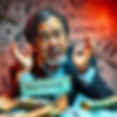 Robert Kiyosaki Debt Disclosure Robert Kiyosaki expressing concern over his financial situation with a background showing bills and financial documents.