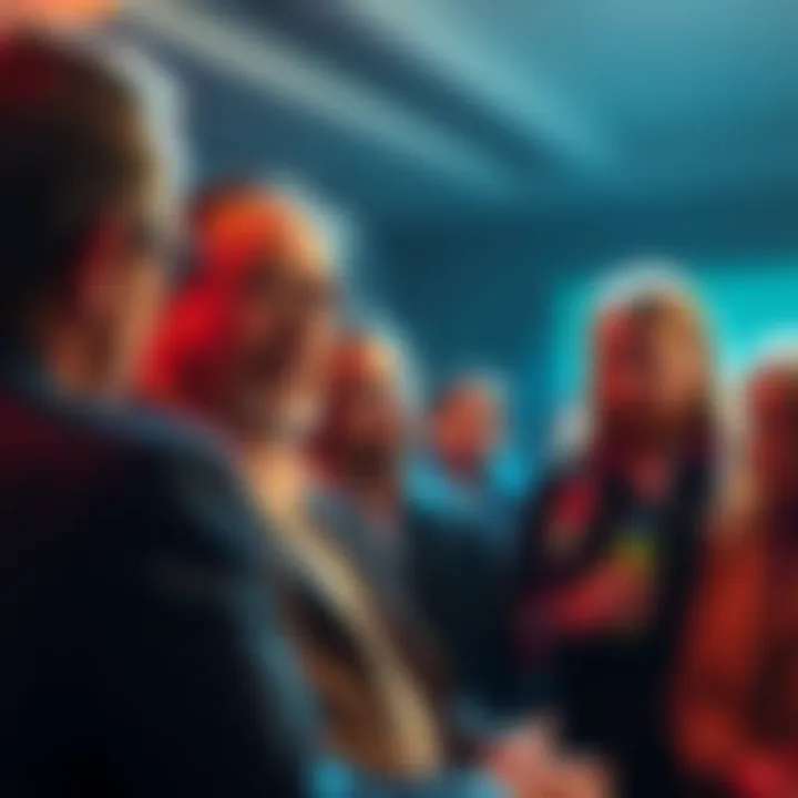 Robert Kiyosaki questioned by people A concerned group of people discussing Robert Kiyosaki's financial advice amidst debt issues