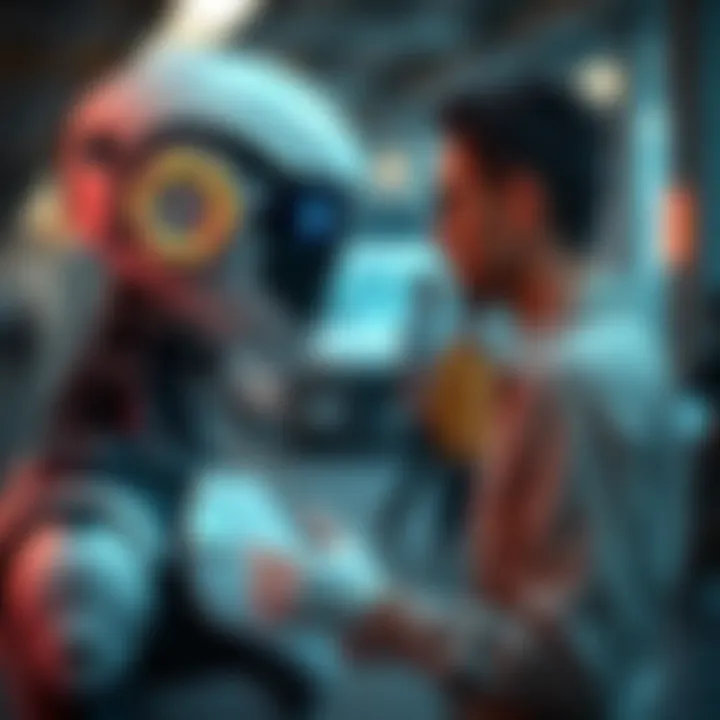 A friendly robot and a human engaging in conversation, showcasing advancements in social interaction.