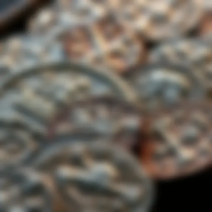 Roman Silver Denarii and Antoninianus Collection A close-up view of Roman silver denarii and a Gordian Antoninianus displayed together, showing their unique designs and historical details.