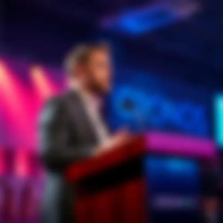 Ryan Wyatt, CEO of Cronos, discussing industry challenges at a podium