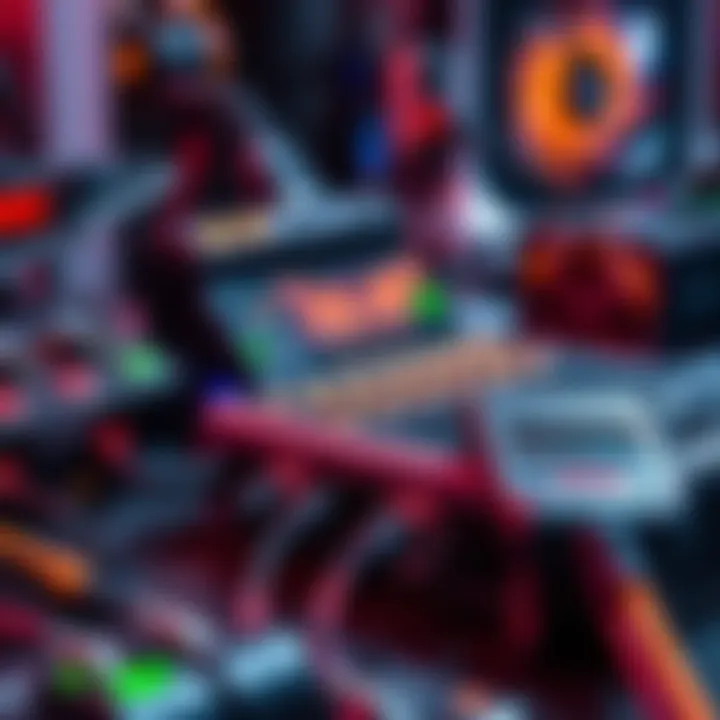 A close-up view of the S21 Slim testing equipment showing power supply connections and measurement tools for hash rates and efficiency.